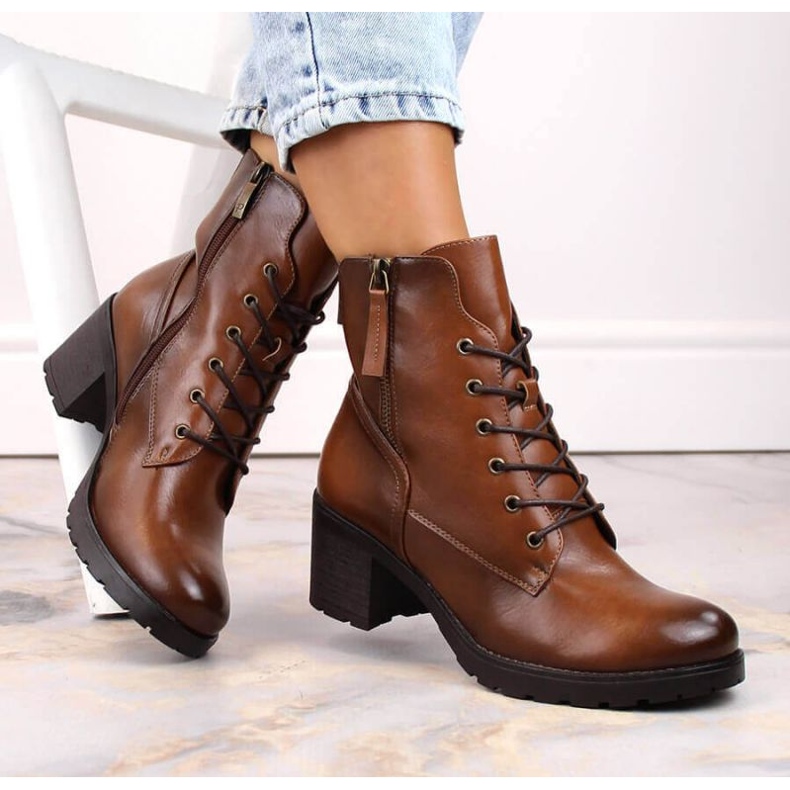 Potocki W WOL177B teve magassarkú és platformos bokacsizma barna 2