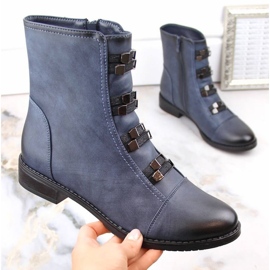 Szigetelt lapos sarkú bokacsizma Jezzi W JEZ260C, kék 1