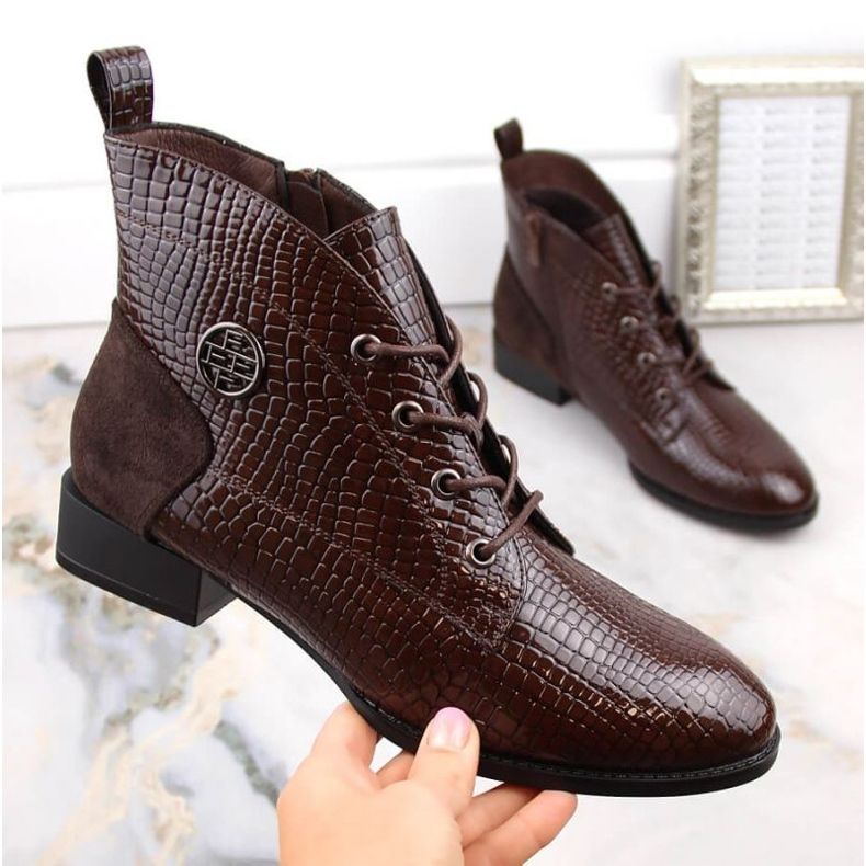 Filippo W PAW478B patentos croco hőszigetelt csizma, barna 2