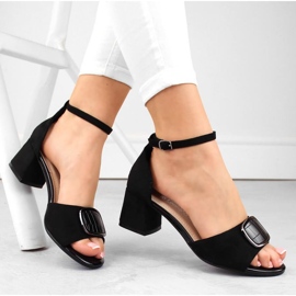 Sergio Leone W SK444A velúr magas sarkú szandál, fekete 1