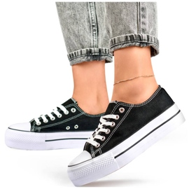 Női alacsony platformú tornacipő, fekete QY832B 1