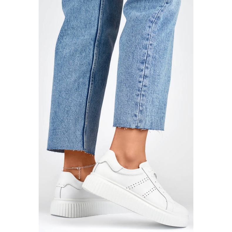 Goodin Női bőr sportcipő a platformon, fehér GD-RS2007W 1