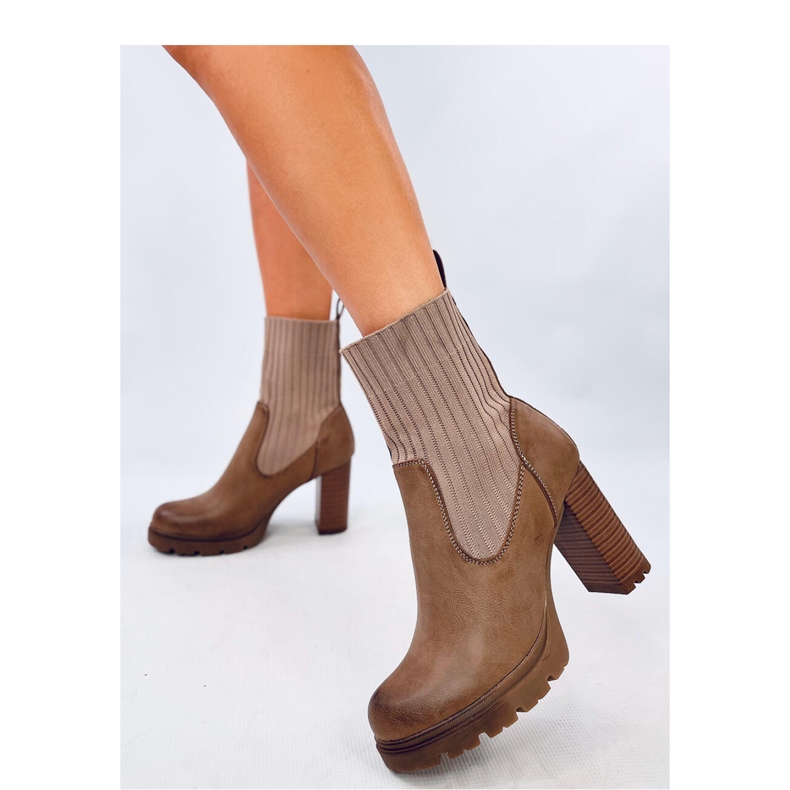 Khaki színű sarkú bokacsizma barna 1