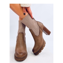 Khaki színű sarkú bokacsizma barna 2