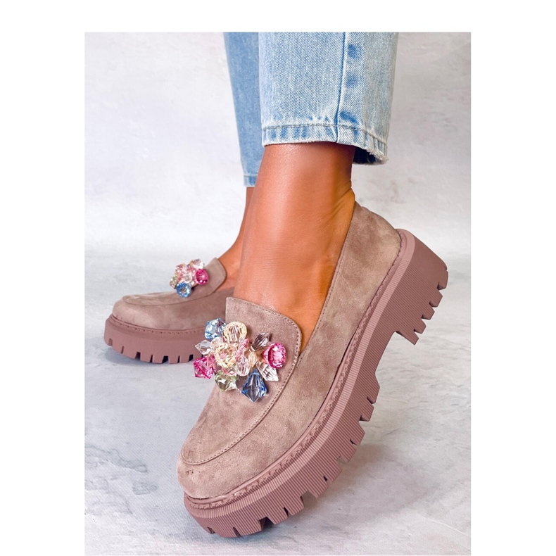 Seastar Női platformcipő bézs-khaki kövekkel 1