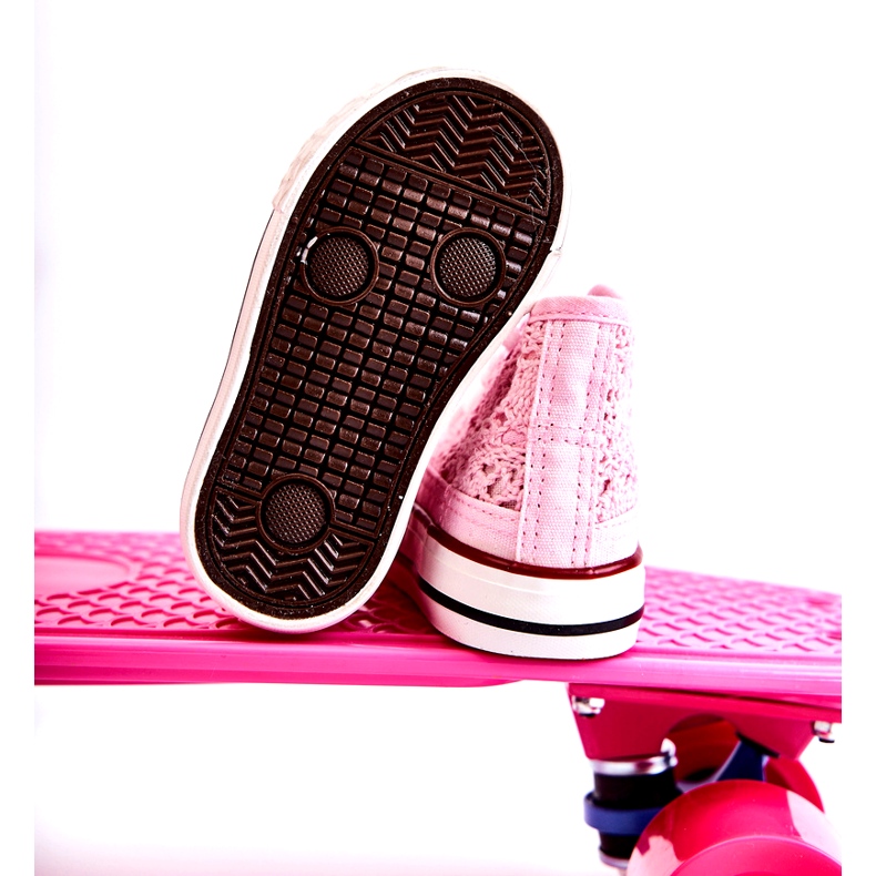 A lányok nyílt munkája magas rózsaszín cipők 4