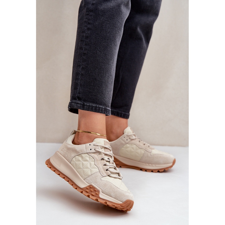 Női bőr tornacipő Big Star OO274A315 Hi-Poly System bézs 2