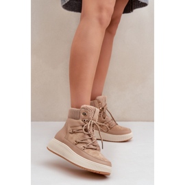 Barna alacsony platformú hócipő bézs 2