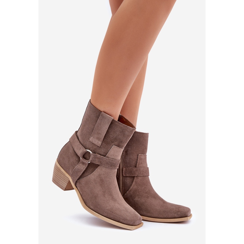 Zazoo 3444/2 barna magassarkú csizma természetes velúrból 1