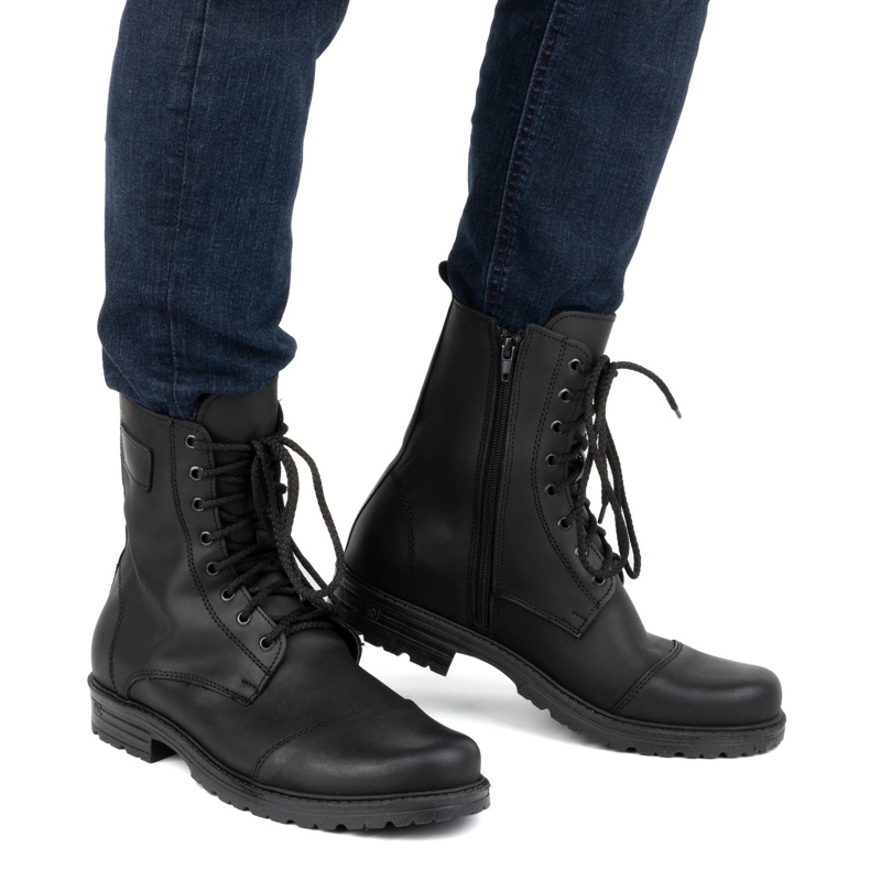 Lengyel magasszárú bőr férfi cipő 2118/2 POLBUT fekete 1