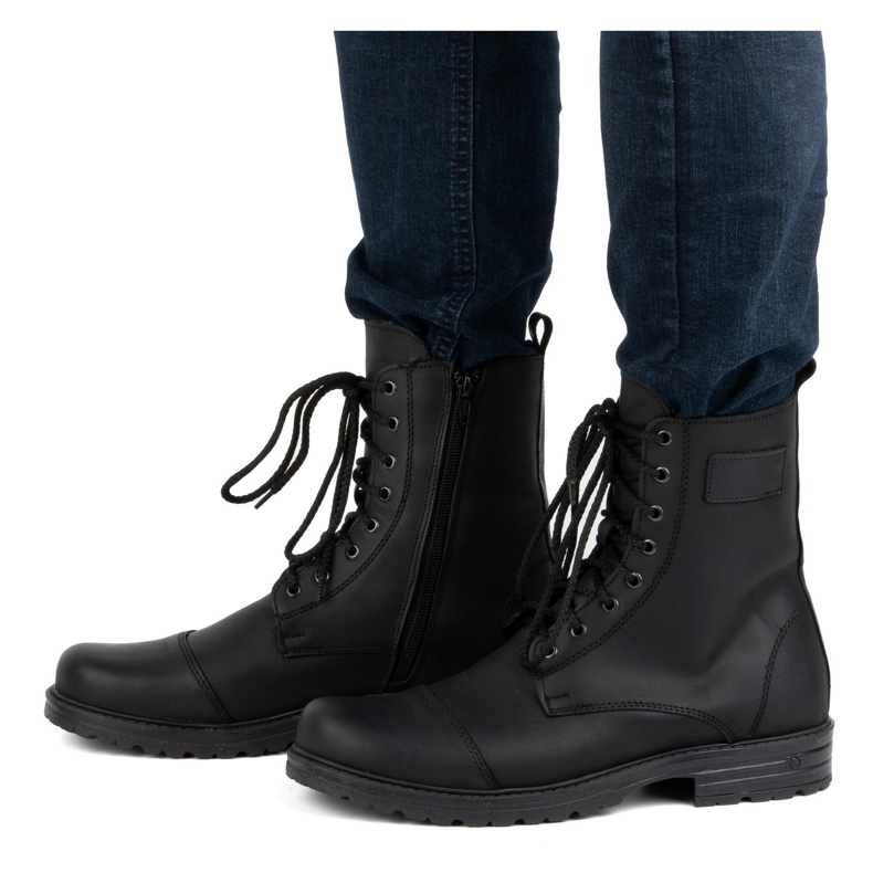 Lengyel magasszárú bőr férfi cipő 2118/2 POLBUT fekete 2