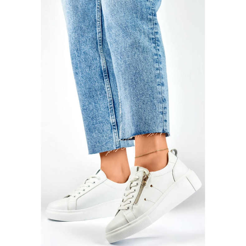 Női bőr platformú sportcipő, fehér GD-LX1001W 1