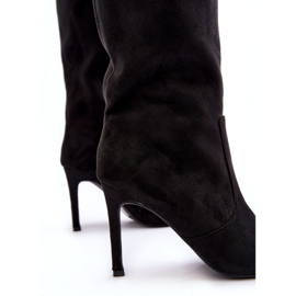 Joalice Női lábszárközépig érő magassarkú csizma fekete Odetteia 4