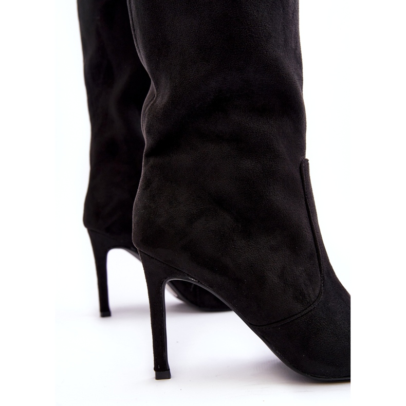 Joalice Női lábszárközépig érő magassarkú csizma fekete Odetteia 4