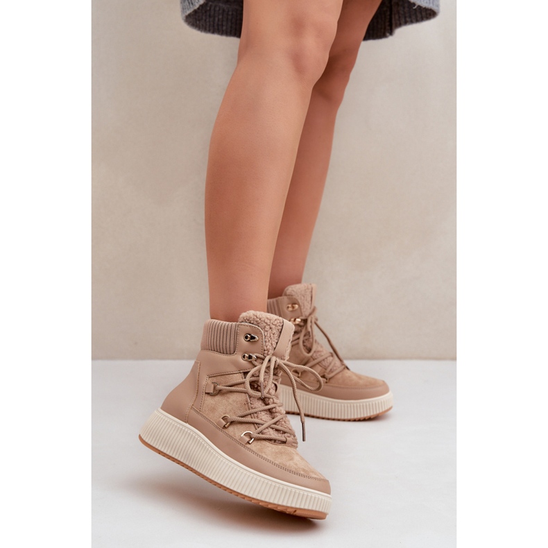 Hószigetelt női csizma MD9944-7 bézs barna 1