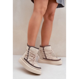 Hószigetelt női csizma MD1094-7, világos bézs 1