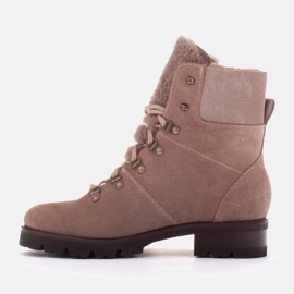 Marco Shoes Gyapjúval szigetelt női csizma bézs 1