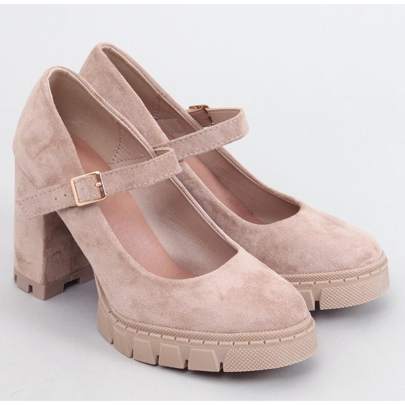 Bézs-khaki platformos szivattyúk hevederrel 1