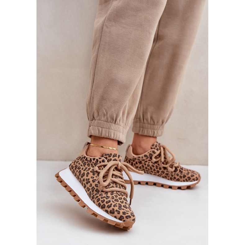 Barna Leopard Sneakers Platform sportcipő bézs 2
