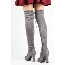 Vices Szürke velúr combcsizma 2