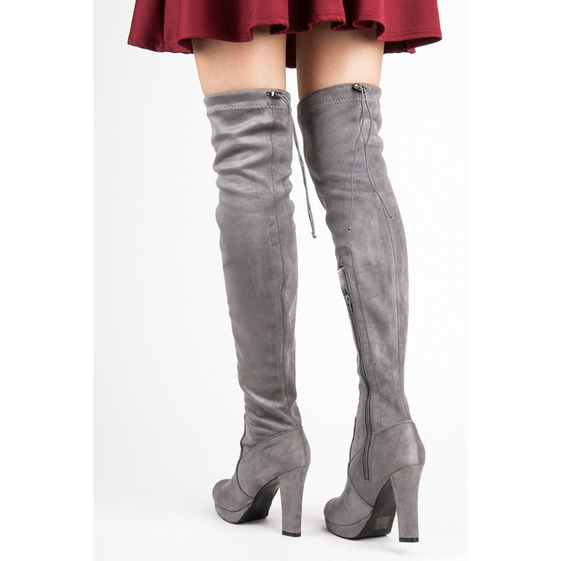 Vices Szürke velúr combcsizma 2