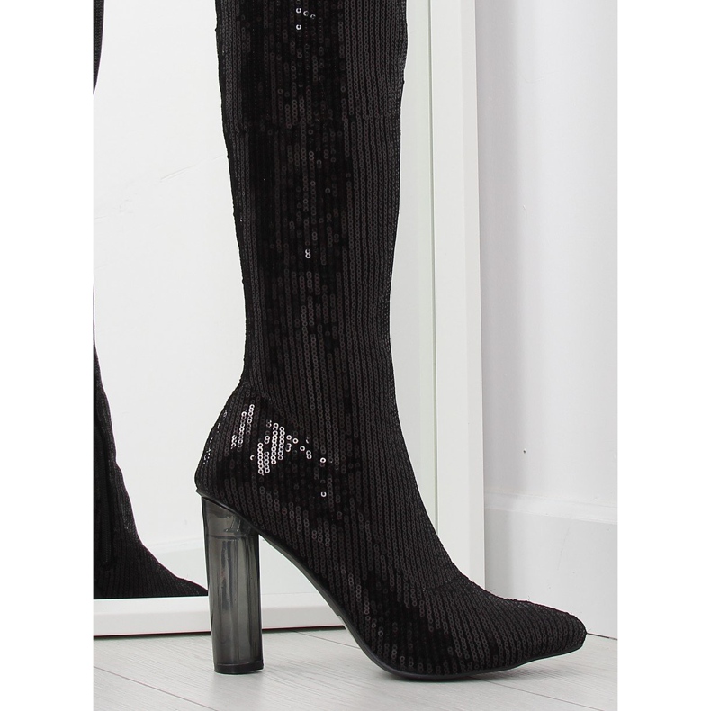 Fekete flitteres combcsizma AE55P fekete 1