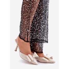 Arany szövet magassarkú masnival aranysárga 1