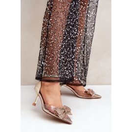 Díszített magassarkú arany masnival aranysárga 2 Díszített magassarkú arany masnival aranysárga 2