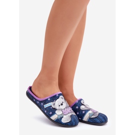Női otthoni cipő papucs mackóval Inblu GF000025 sötétkék 1
