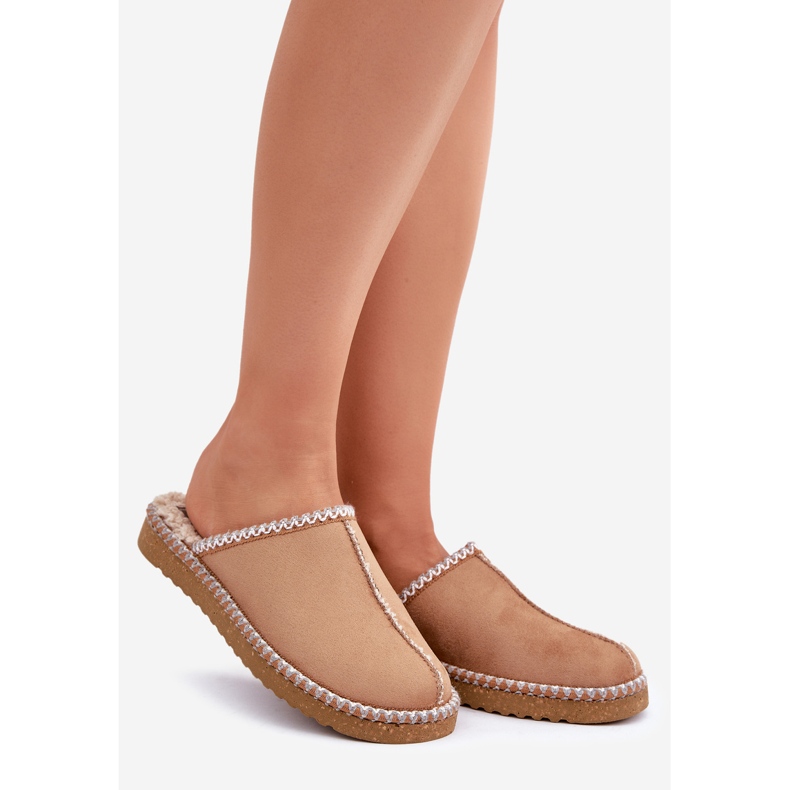 Inblu Női tevepapucs hímzéssel Otthoni cipő barna 1