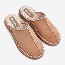 Inblu Női tevepapucs hímzéssel Otthoni cipő barna 2