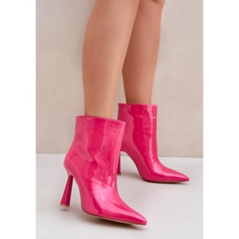 Patent magas sarkú, felbújós bokacsizma, fukszia rózsaszín 2