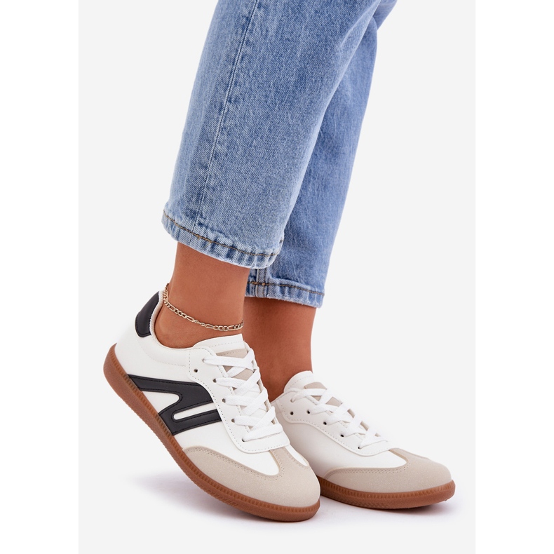 Női alacsony tornacipő Eco bőrből, fehér és fekete Navidemi 1