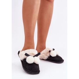 Női bundás papucs, fekete 2