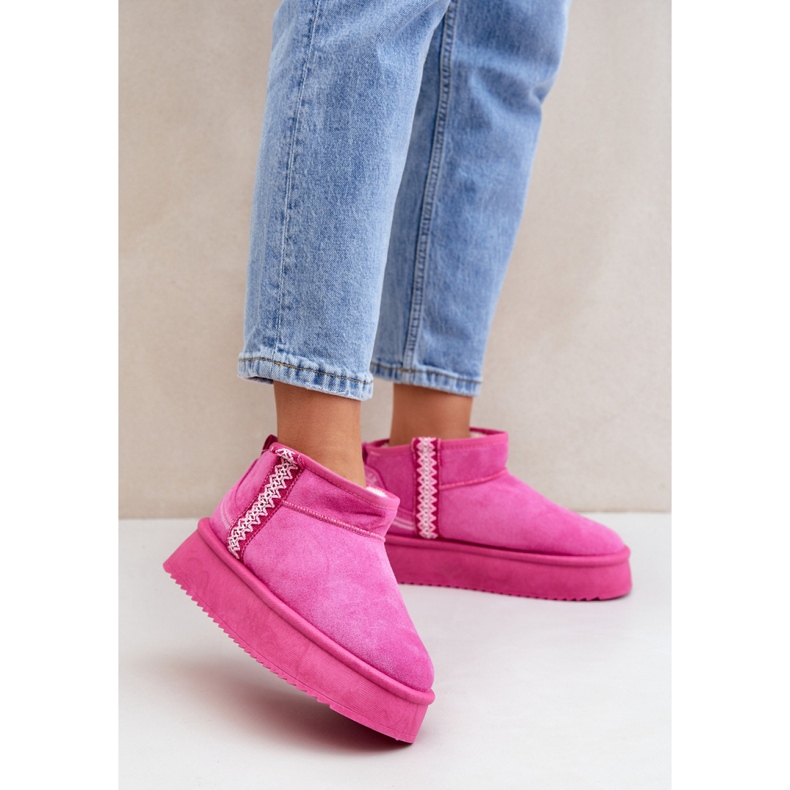 Női rózsaszín velúr platform hócsizma 1