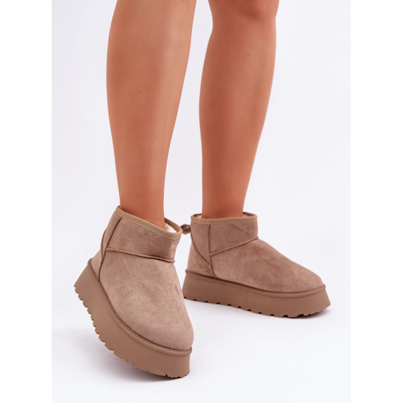 Női platform hócsizma, bézs velúr 1