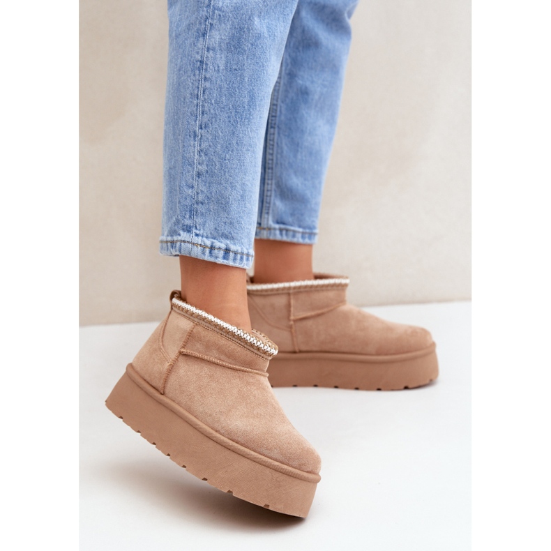 Női platform hócsizma, bézs velúr 1