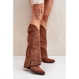 Barna színű női csizma dekoratív felsőrésszel 1 Barna színű női csizma dekoratív felsőrésszel 1
