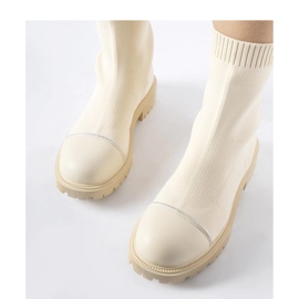 Bézs zoknis bokacsizma strasszokkal Vail - Solea 1