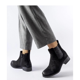 Arnoux - Solea fekete lapos bokacsizma dekoratív betéttel 1