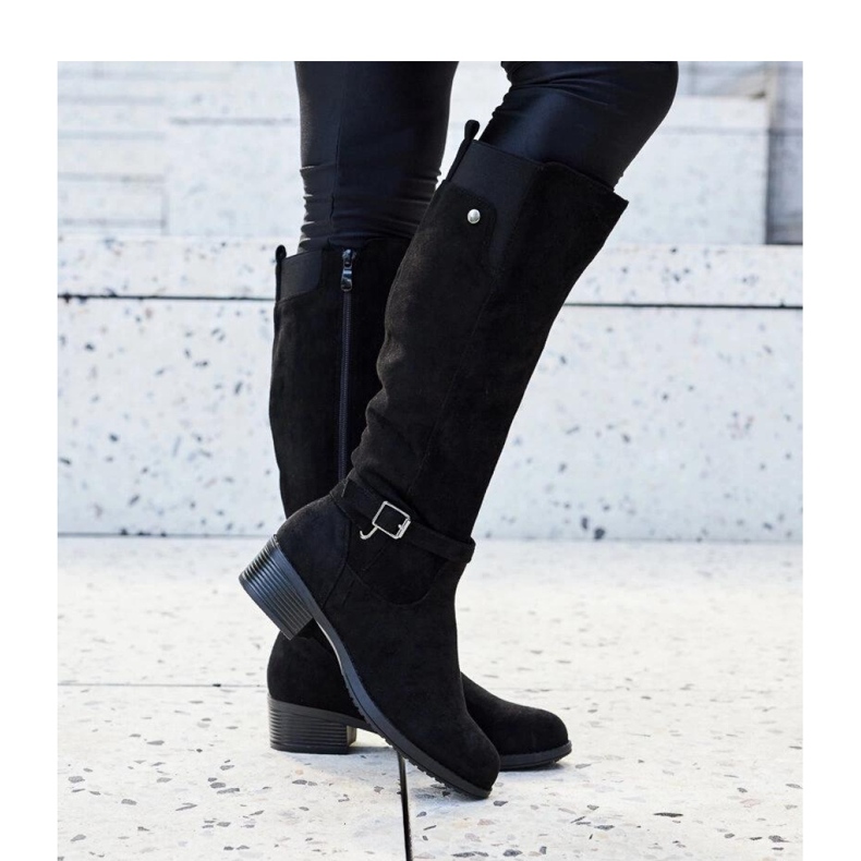 Fekete szigetelt térd feletti öko-velúr csizma a Castelvetrotól - Solea 1