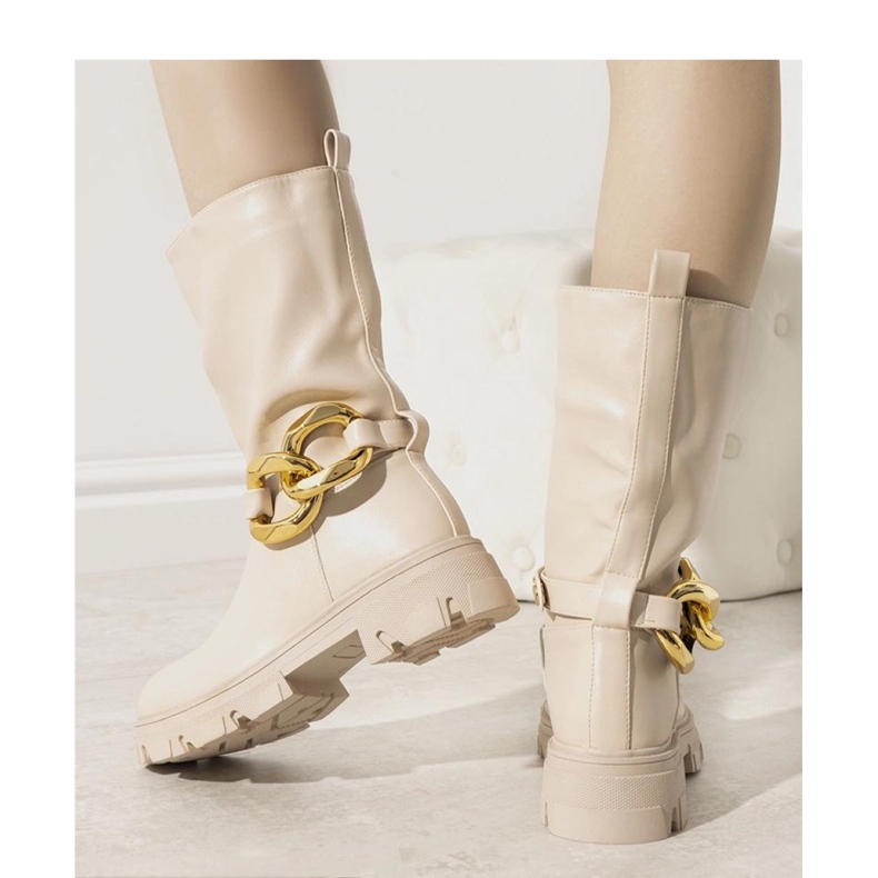 Bézs színű hőszigetelt csizma lánccal Harrison - Solea 1