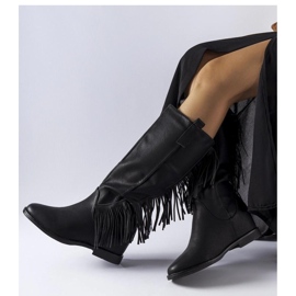 Fekete Giorgia - Solea borítású ékcsizma 1