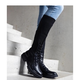 Fekete bebújós csizma elasztikus anyag felsőrésszel Luana - Solea 2