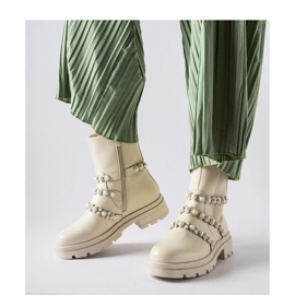 Callicratide gyöngyökkel díszített bézs bokacsizma - Solea 1