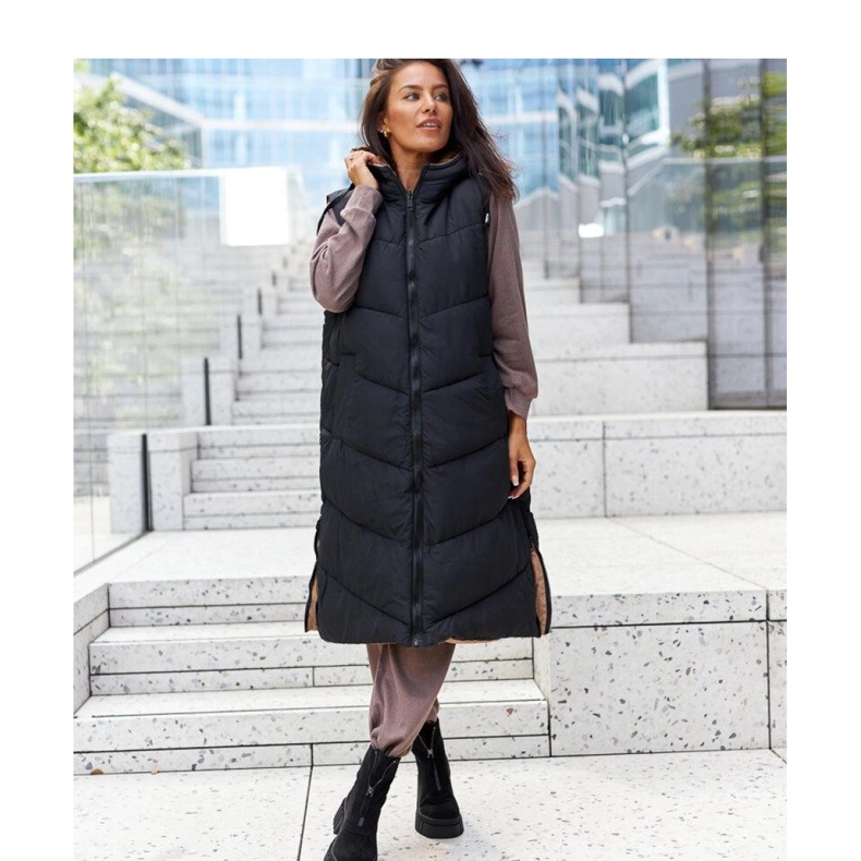 Fekete szigetelt cipzáros csizma öko-velúrból 1