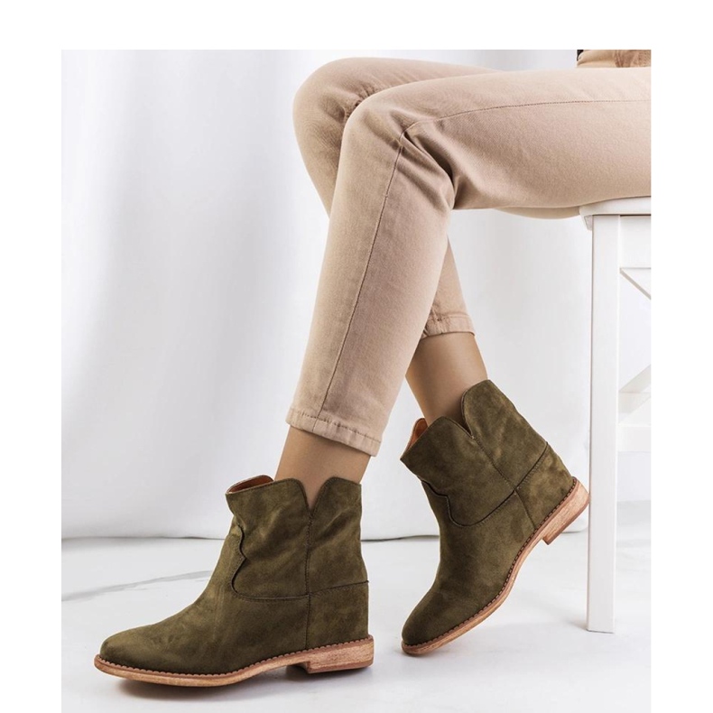 Zoki - Solea zöld bokacsizma beltéri ékkel 1