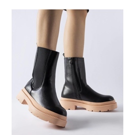 Fekete bokacsizma világos rózsaszín talppal 1