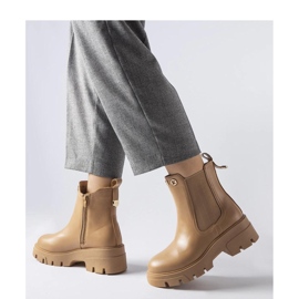 Bézs színű hőszigetelt dekoratív bokacsizma 1