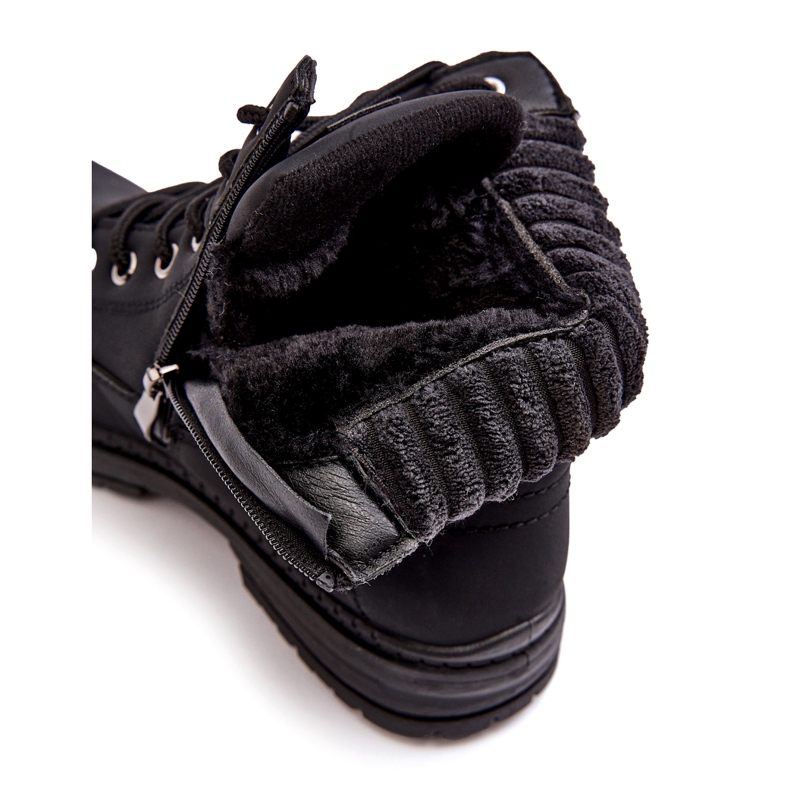 News Női bőr szigetelt trapperek fekete 2